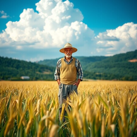 Farmer in a wheat field